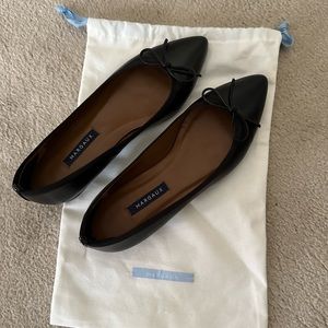 Margaux Black Leather Flat